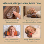 Utilisation du coussin Vertéa étape par étape : allumez, allongez-vous, lâchez prise