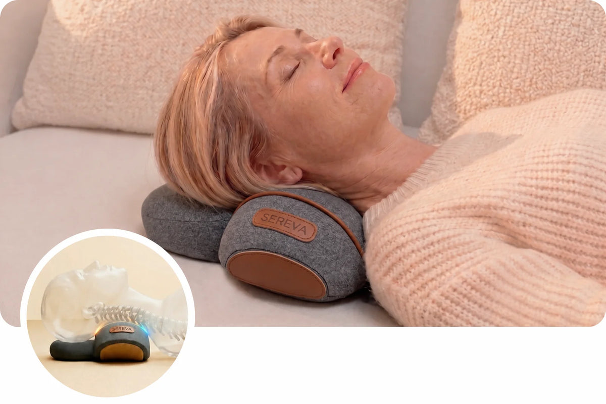 Coussin Vertéa soutenant la nuque pour un étirement cervical en douceur