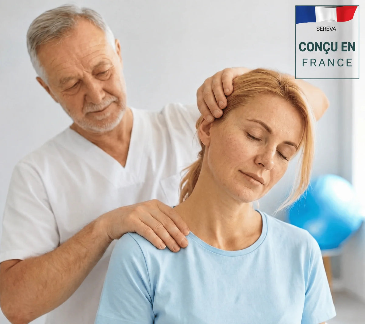 Kinésithérapeute examinant la nuque d'une patiente