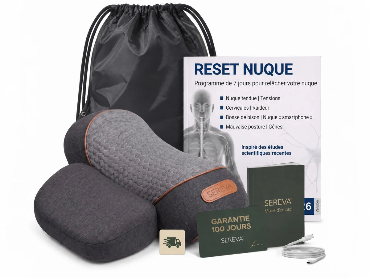 Pack Vertéa avec sac de voyage, e-book Reset Nuque, mode d'emploi et carte de garantie 100 jours